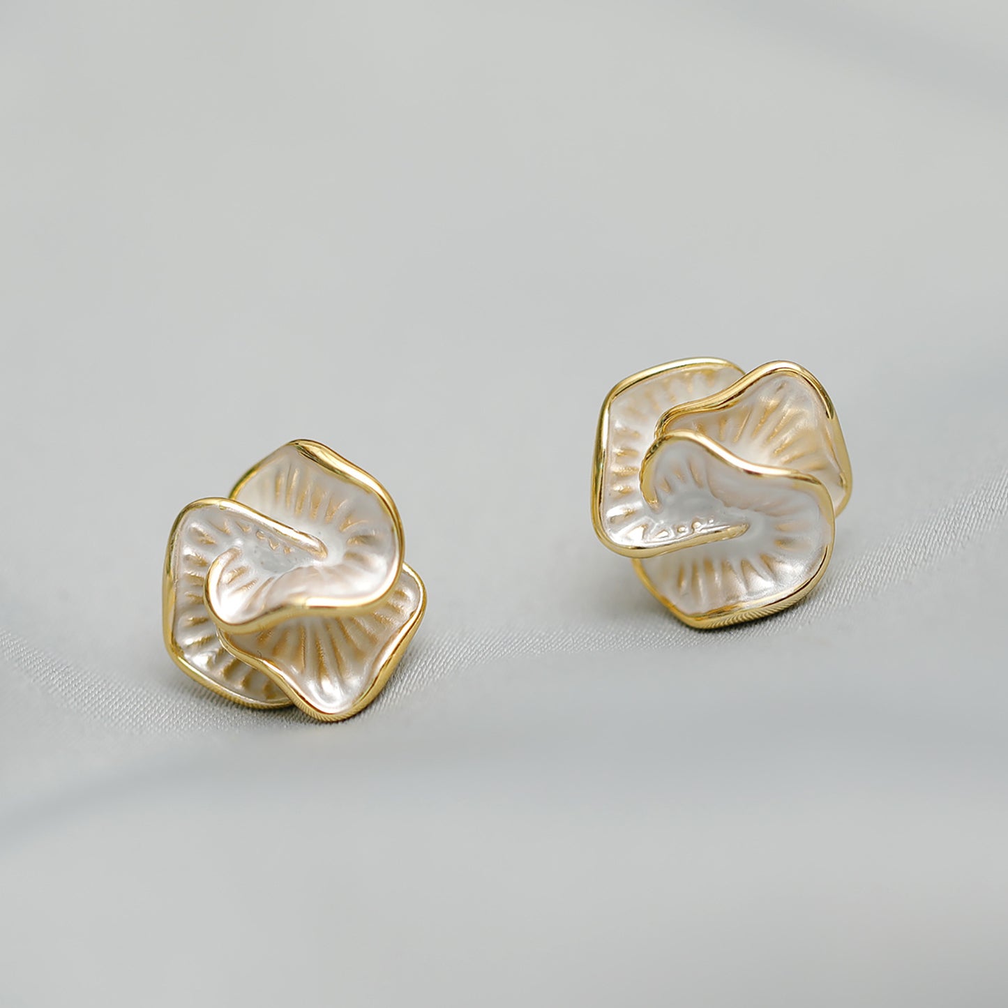 Camellia Enamel Stud Earrings