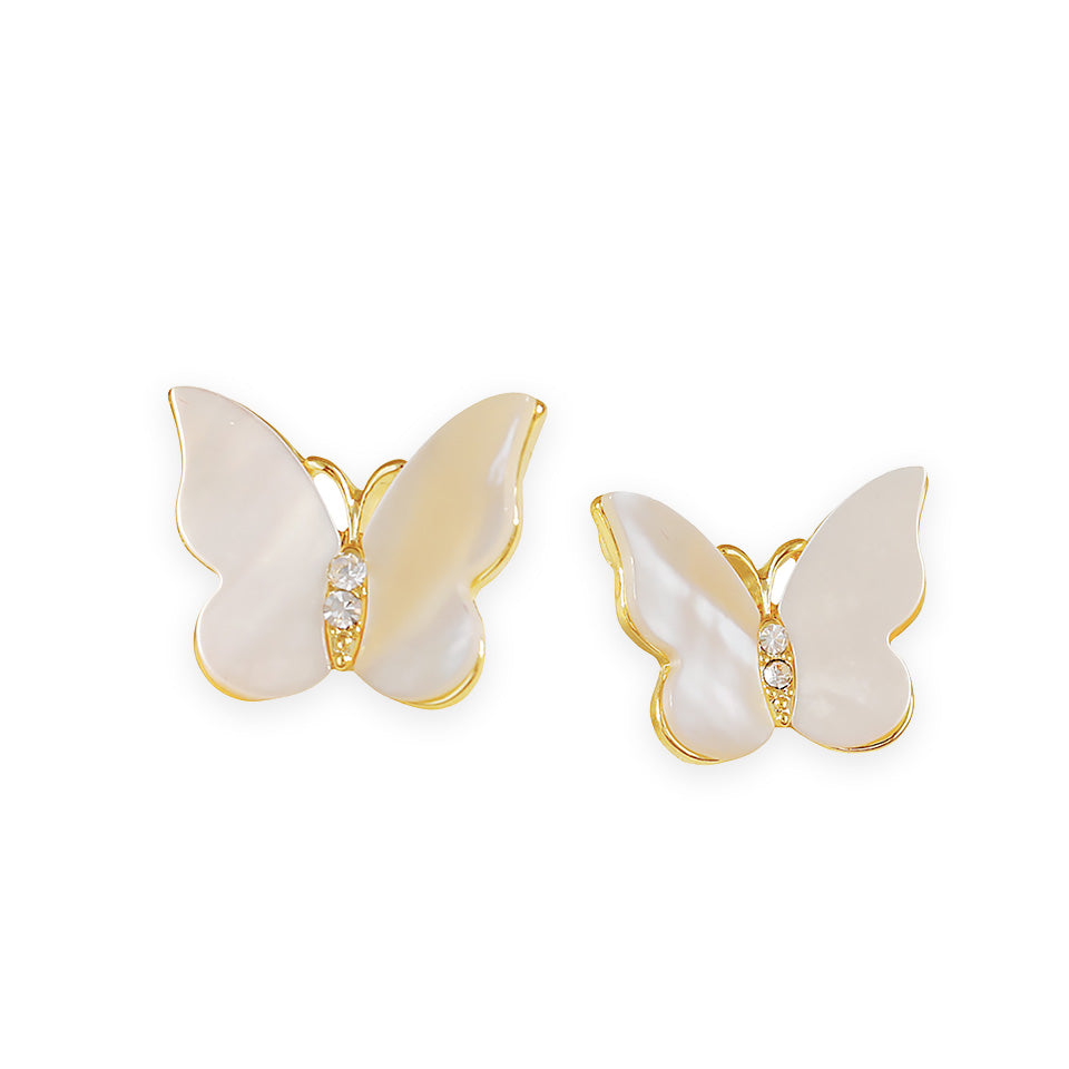 Butterfly Nacre Zirconia Stud Earrings