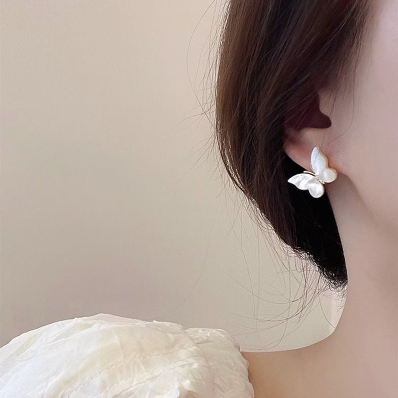 Butterfly Nacre Zirconia Stud Earrings