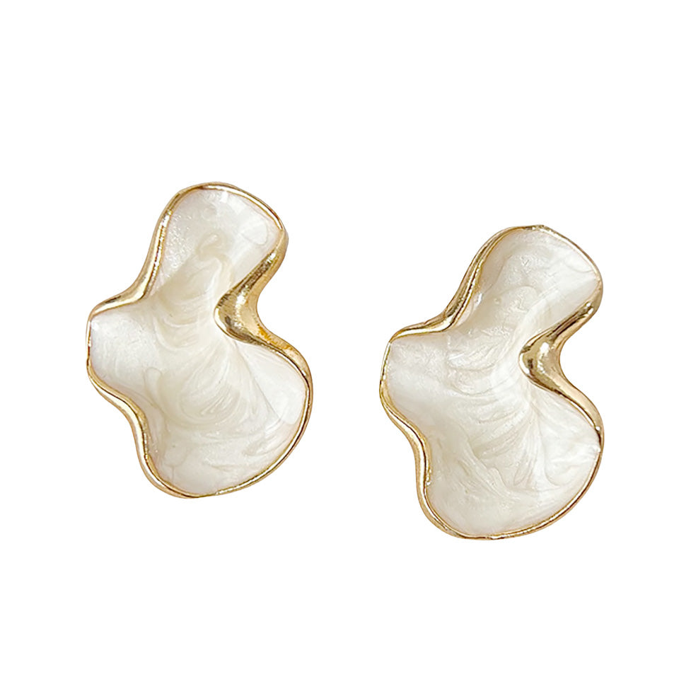 White Enamel Stud Earrings