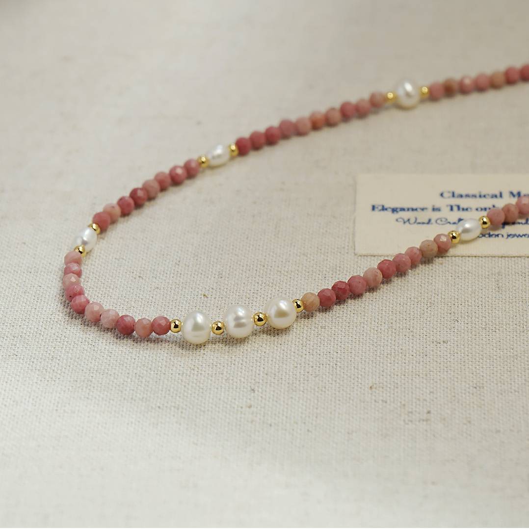 Cherry Natural Stone Pearl Necklace