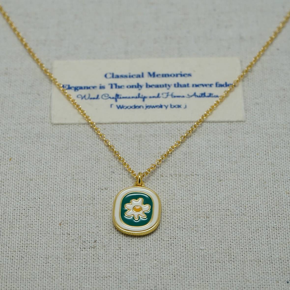 Chamomile Enamel Necklace