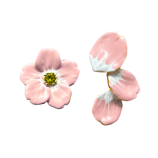 Cherry Blossom Enamel Stud Earrings