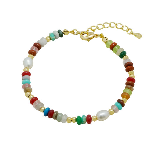 Rainbow Garden Natural Stone Pearl Bracelet