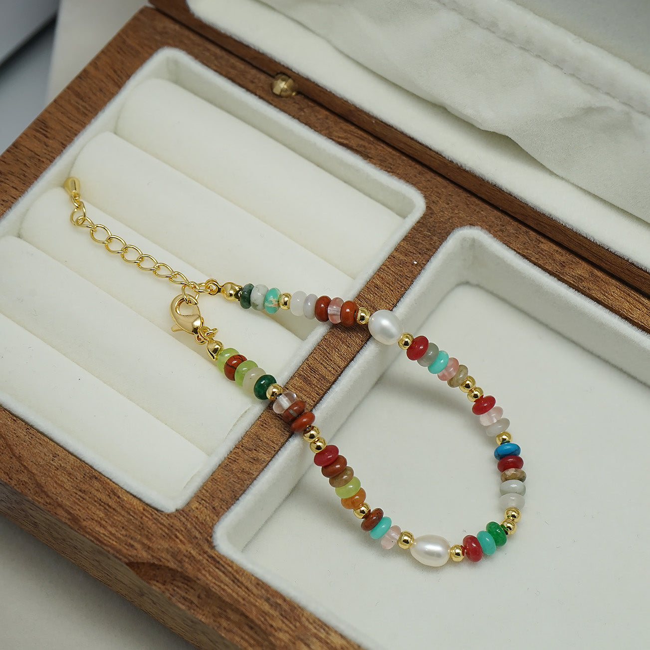 Rainbow Garden Natural Stone Pearl Bracelet