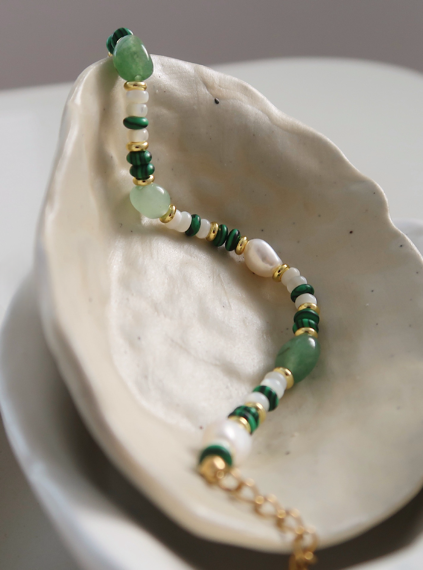 Green Agate Pearl Necklace