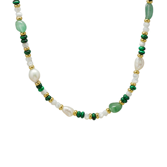 Green Agate Pearl Necklace