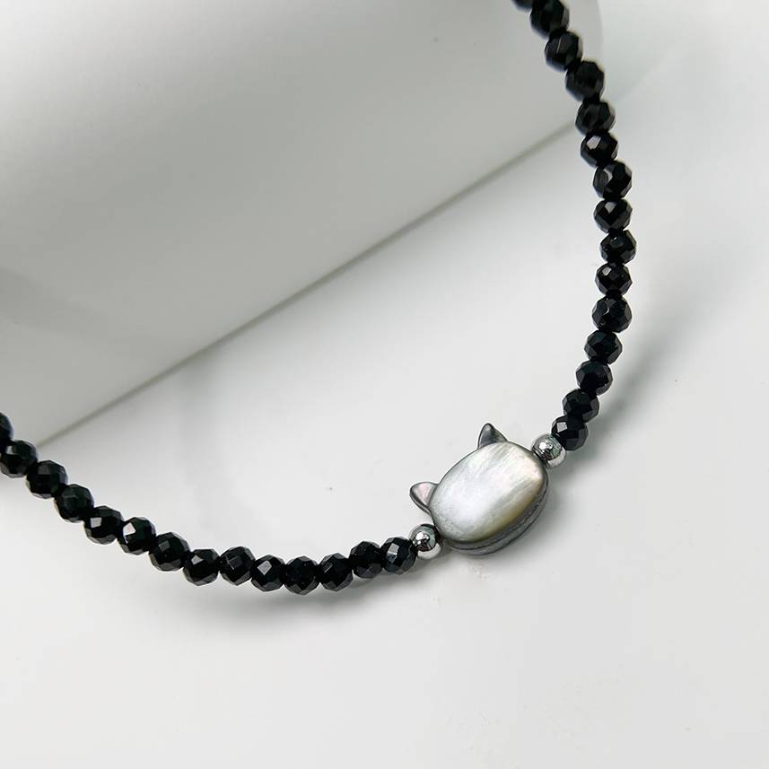 "Meow" Black Goldstone Bracelet