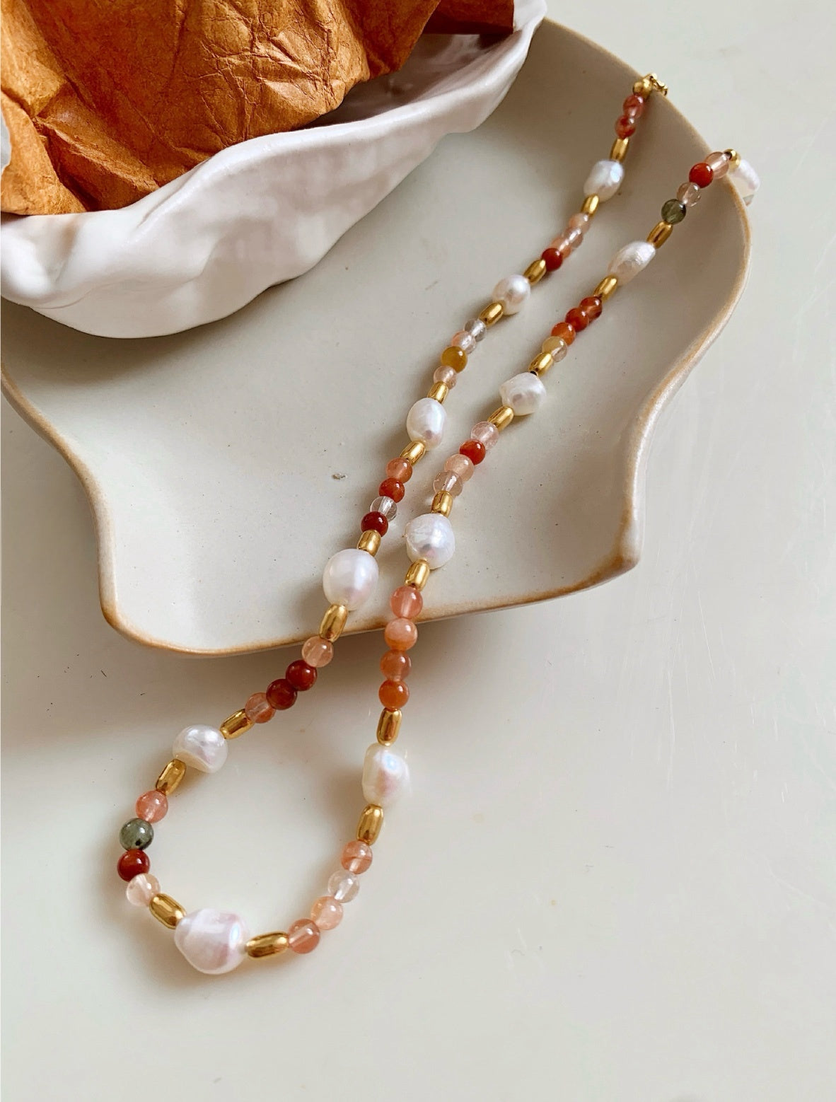 Morandi Natural Stone Pearl Necklace