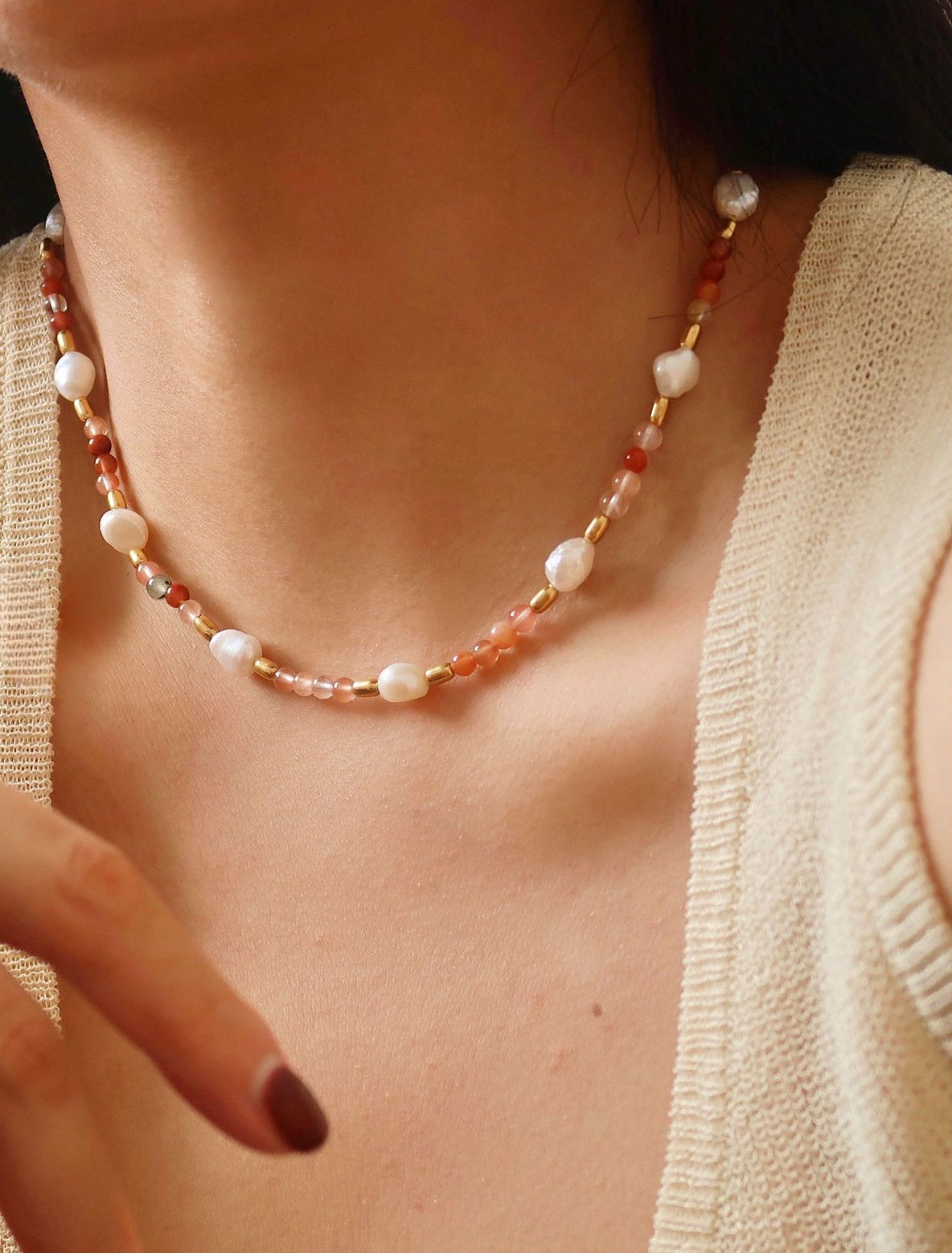 Morandi Natural Stone Pearl Necklace