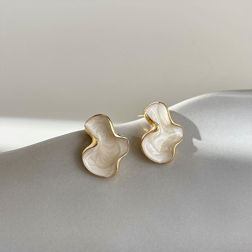 White Enamel Stud Earrings