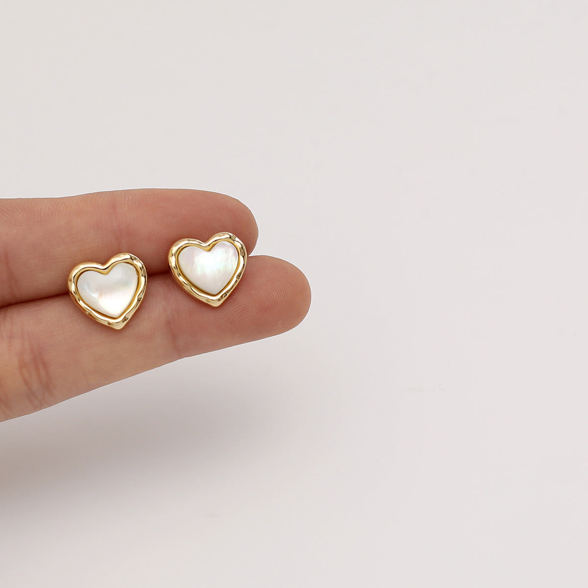 Moonlight Heart Nacre Stud Earrings