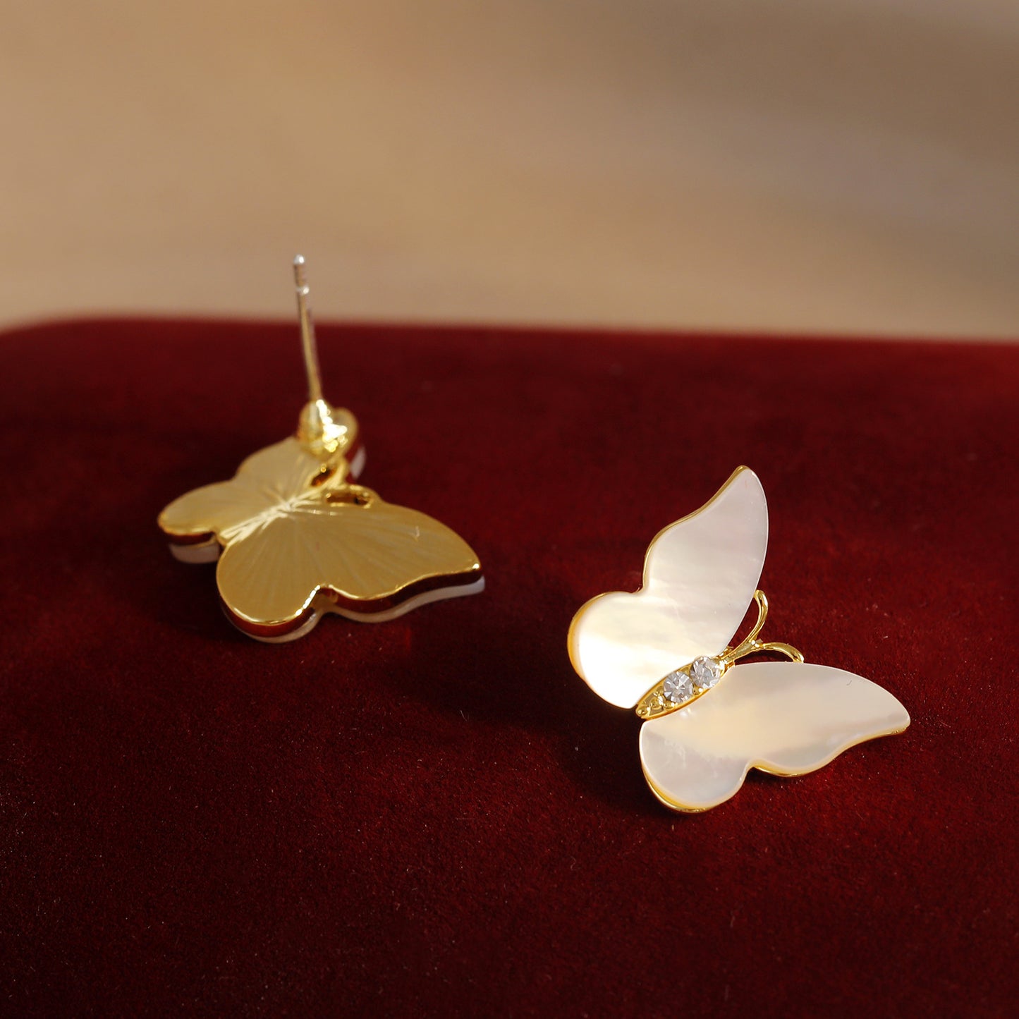 Butterfly Nacre Zirconia Stud Earrings