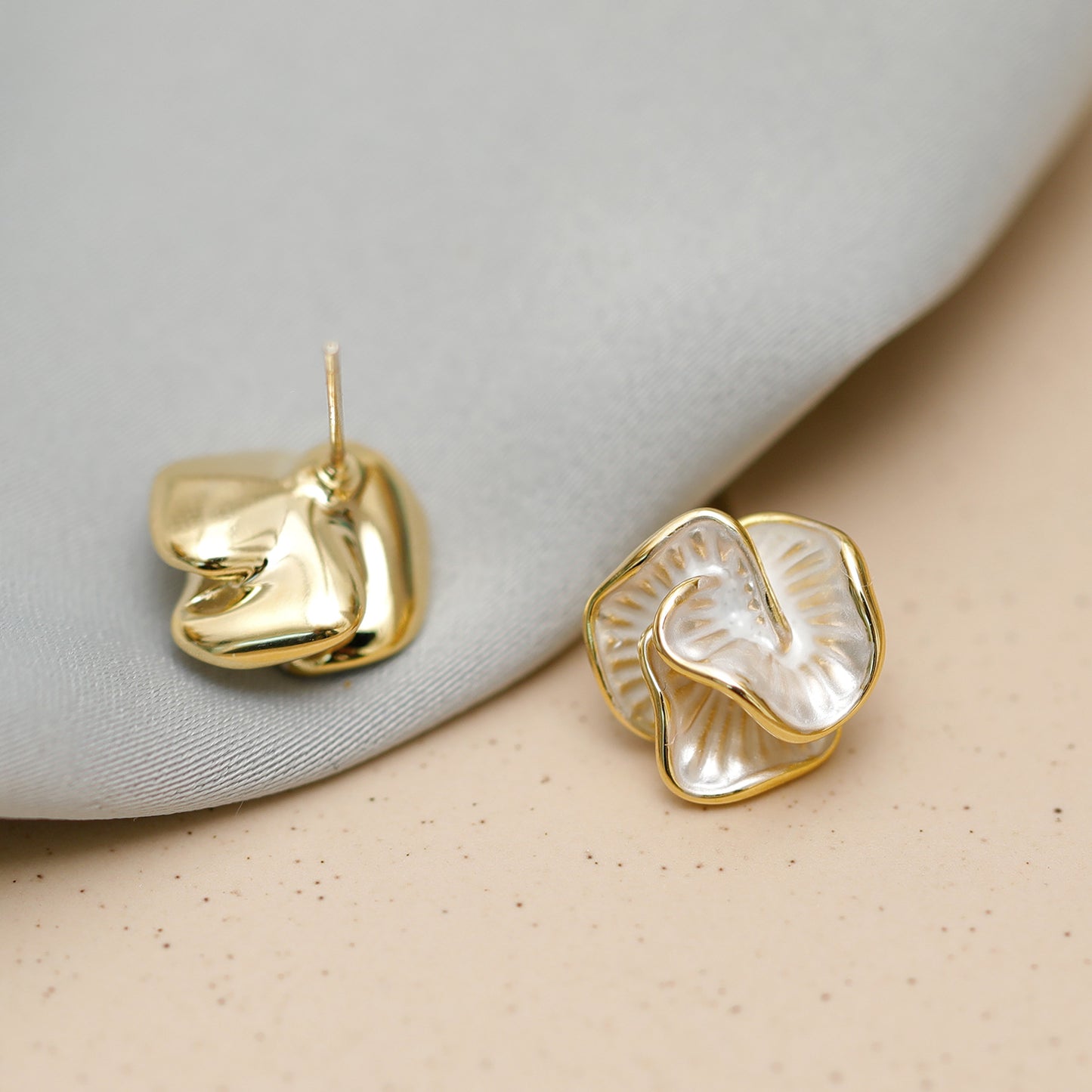 Camellia Enamel Stud Earrings