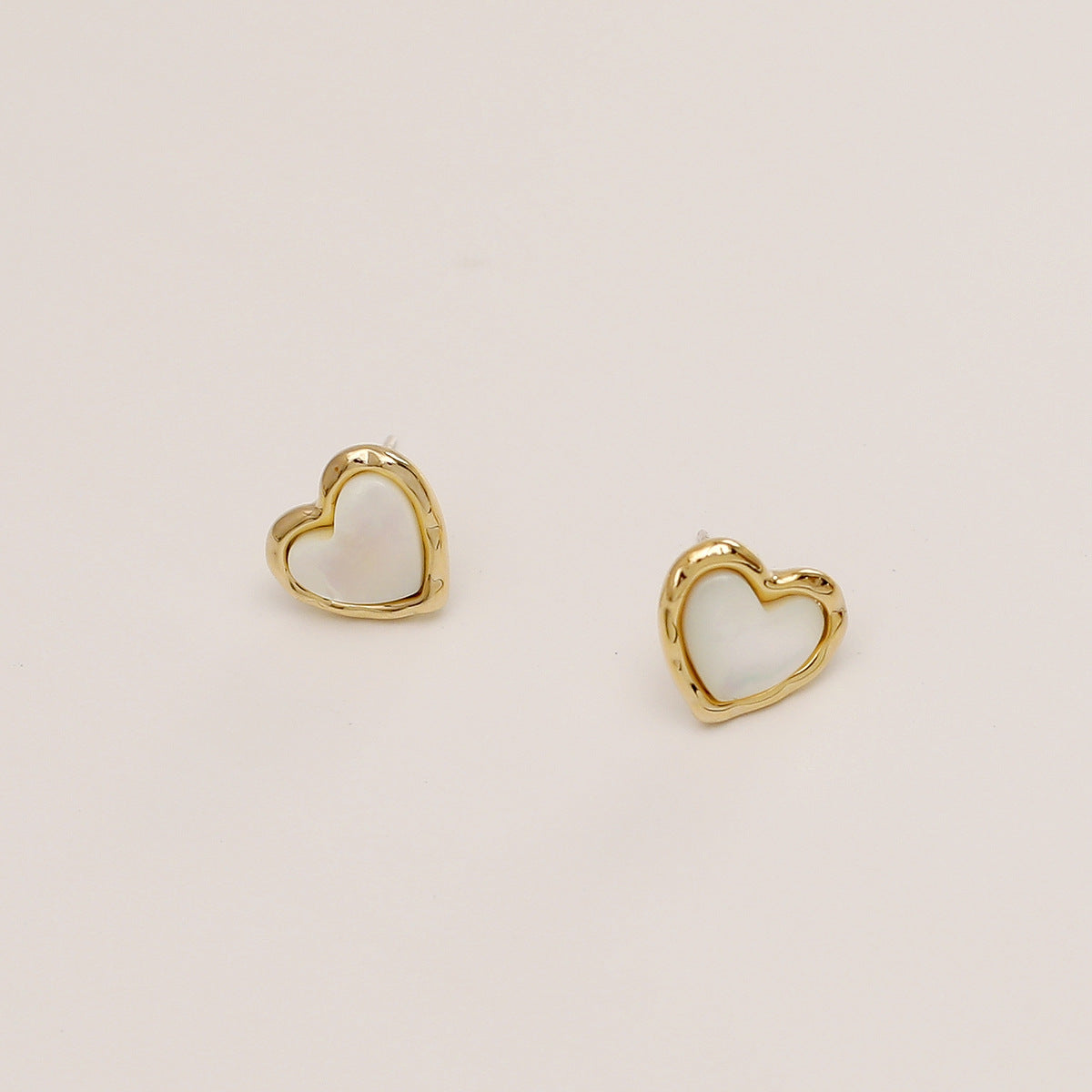 Moonlight Heart Nacre Stud Earrings