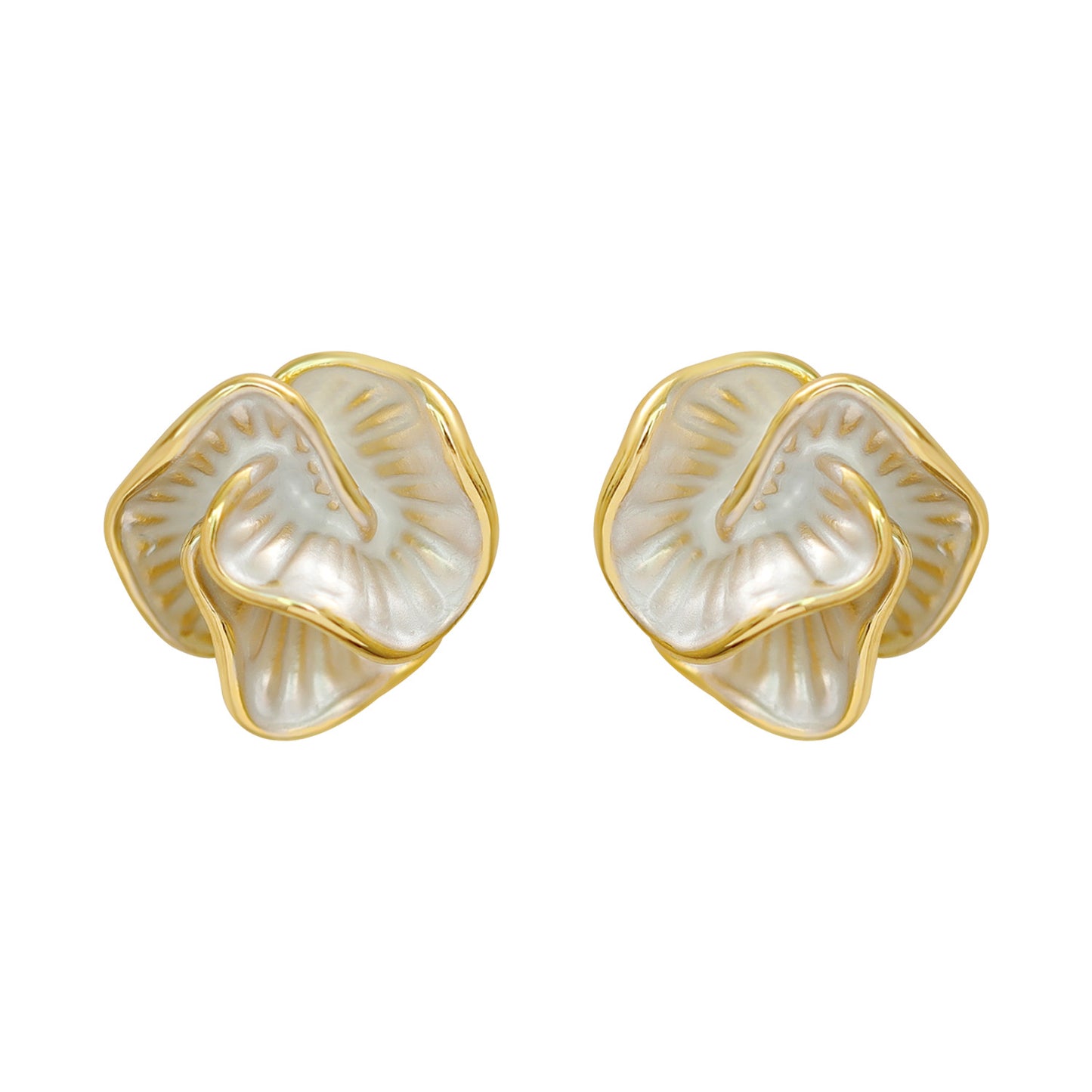 Camellia Enamel Stud Earrings