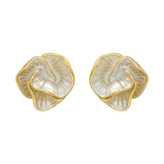 Camellia Enamel Stud Earrings