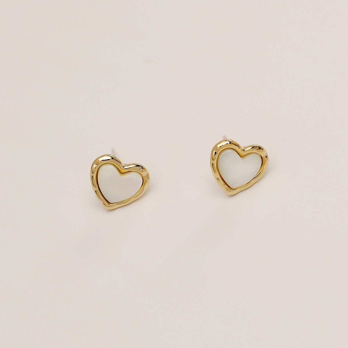 Moonlight Heart Nacre Stud Earrings