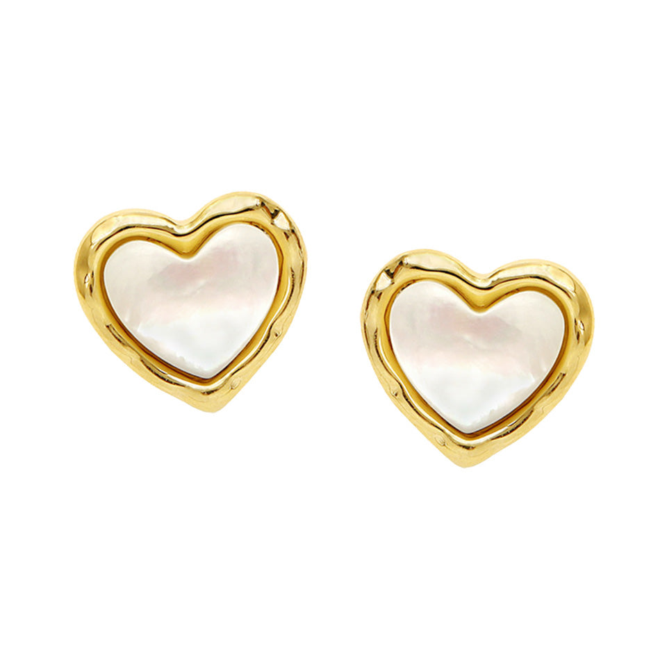 Moonlight Heart Nacre Stud Earrings