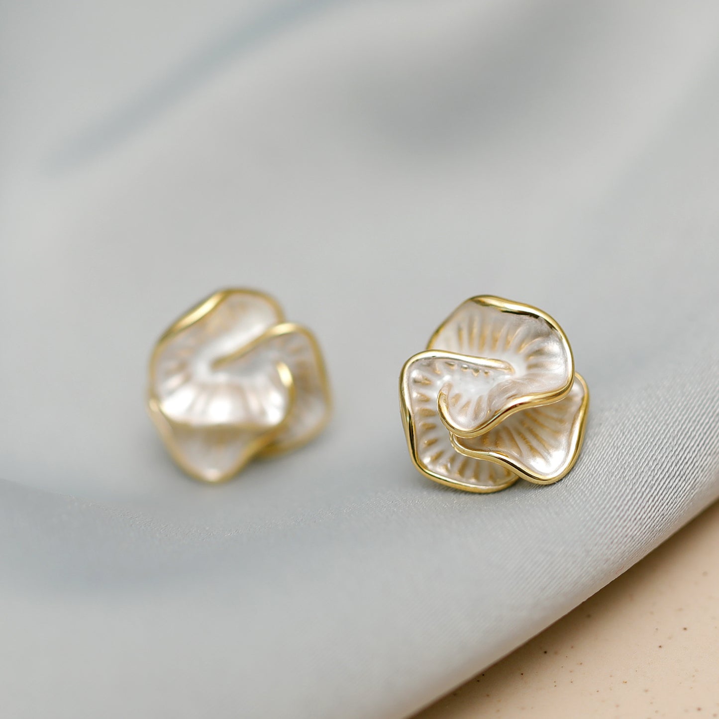 Camellia Enamel Stud Earrings